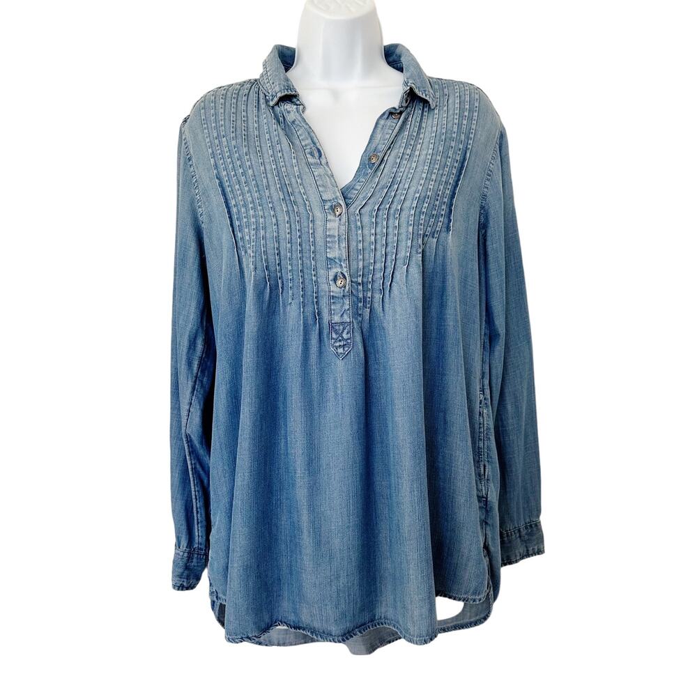 American Eagle Outfitters Jegging Fit Long Sleeve Denim Chambray Top Size S/P/CH